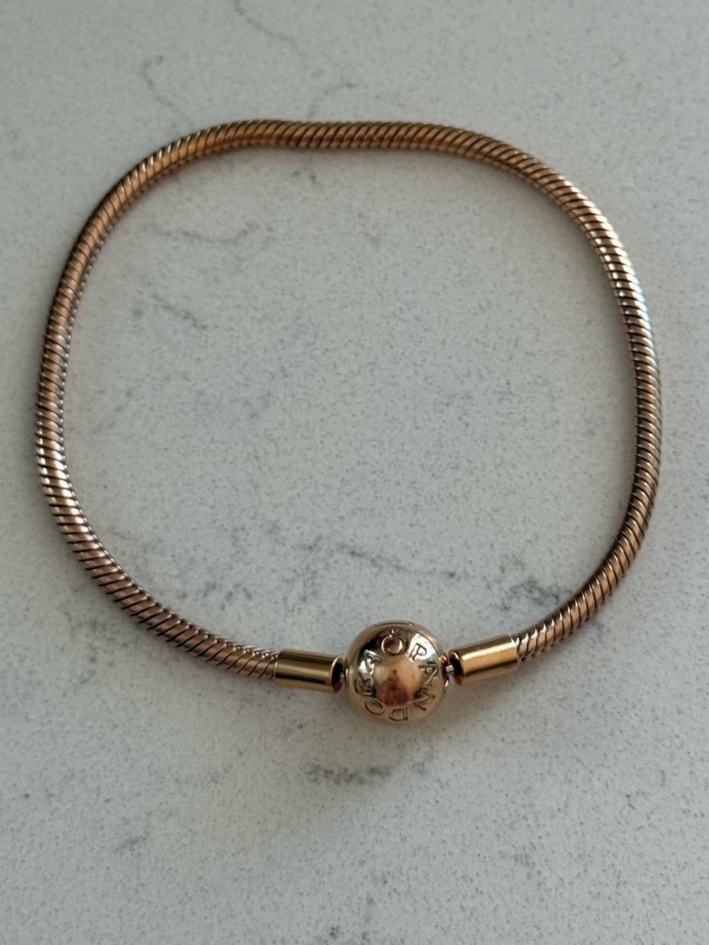 Pandora Rose Gold-Tone Moments Snake Chain Bracelet Size 20